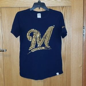 VS PINK - Milwaukee Brewers sequin navy blue top